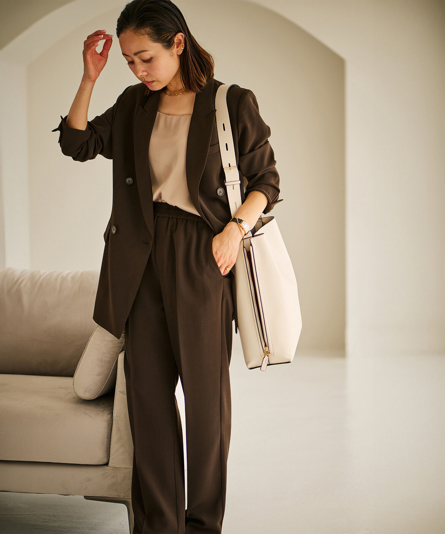 E'POR「【A4対応】【通勤】【E'POR】Y BAG Shoulder Large（サイドジップショルダーバッグ）【WEB限定/一部店舗限」|ショルダー・メッセンジャー|