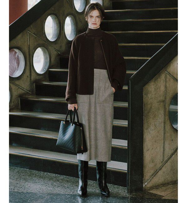 ROPE「[美人スカート]ウールレーヨンポケット付きタイトスカート(ヘリンボーン/グレンチェック)/セットアップ対応」|スカート|