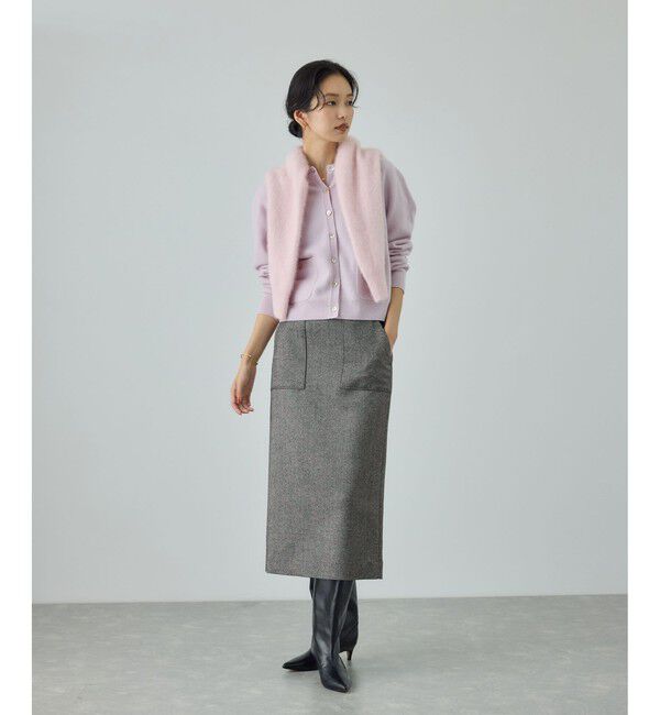 ROPE「[美人スカート]ウールレーヨンポケット付きタイトスカート(ヘリンボーン/グレンチェック)/セットアップ対応」|スカート|