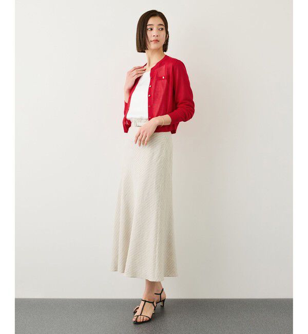 ROPE「LEVITA 金ボタンクルーネックシアーカーディガン/接触冷感・イージーケア」|カーディガン|