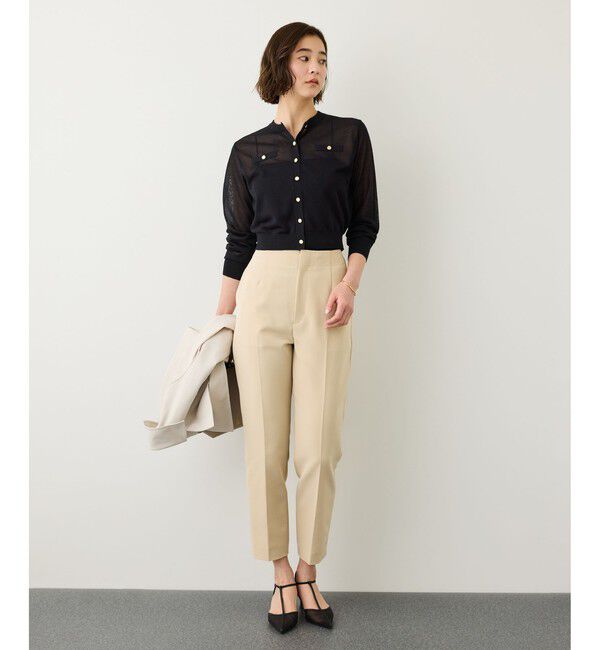 ROPE「LEVITA 金ボタンクルーネックシアーカーディガン/接触冷感・イージーケア」|カーディガン|