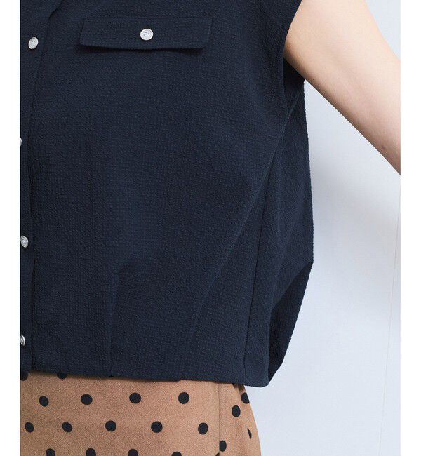 VIS「【UVケア/洗える】フレンチスリーブサッカーブラウス」|シャツ・ブラウス|