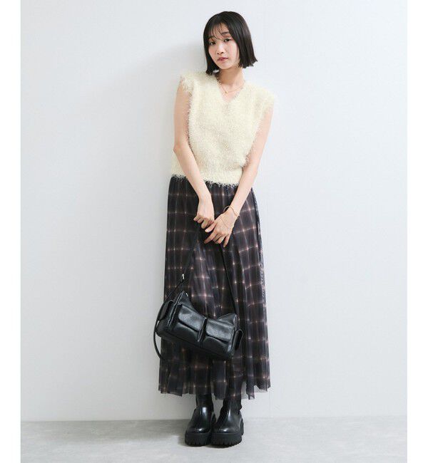 VIS「【WEB限定サイズ:MT/着丈が選べる】【洗える】フェザーヤーンニットベスト」|ニット・セーター|