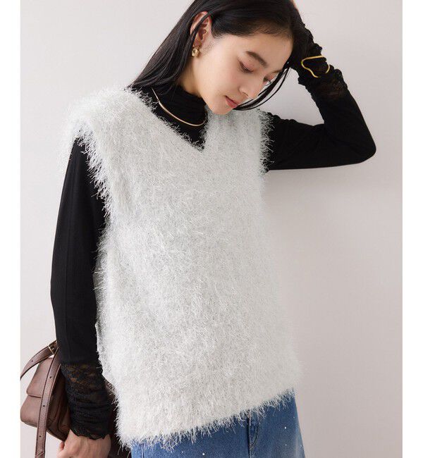 VIS「【WEB限定サイズ:MT/着丈が選べる】【洗える】フェザーヤーンニットベスト」|ニット・セーター|