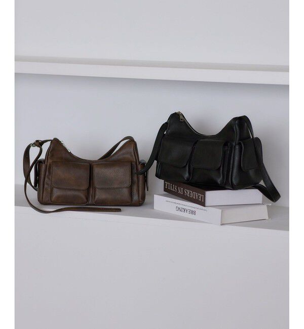 VIS「【2WAY】ビンテージ合皮クアトロポケットショルダーバッグ」|ショルダー・メッセンジャー|