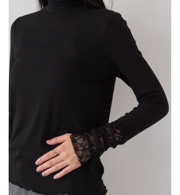 VIS「袖クシュクシュハイネックテレコインナープルオーバー/静電気防止・イージーケア」|Tシャツ・カットソー|