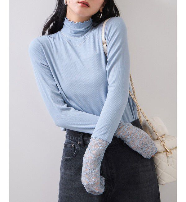 VIS「袖クシュクシュハイネックテレコインナープルオーバー/静電気防止・イージーケア」|Tシャツ・カットソー|