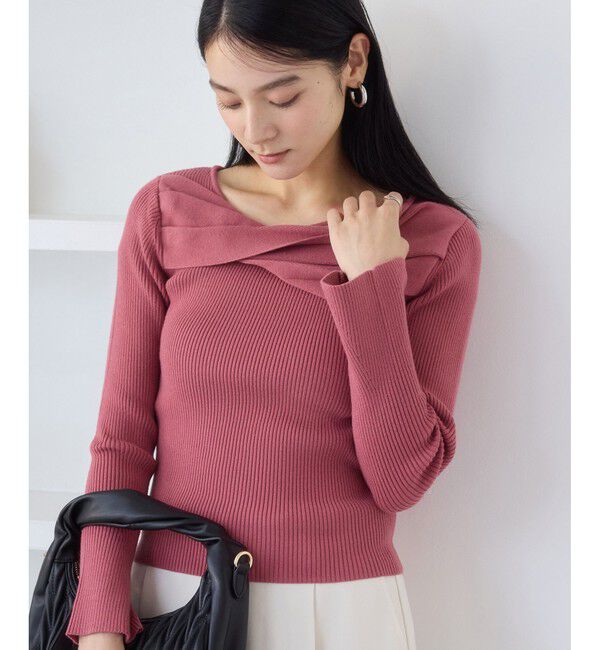 VIS「アシメねじれデザインリブニット」|ニット・セーター|