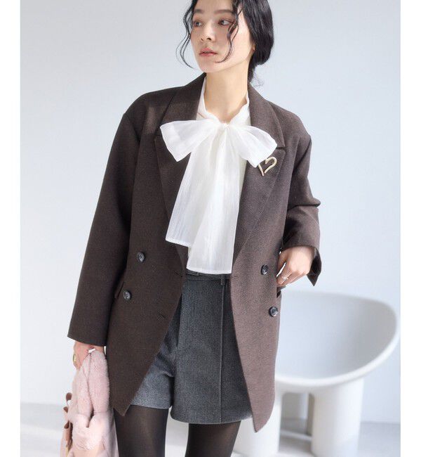 VIS「シアーボウタイリボン付きフェザーニットプルオーバー/2WAY・イージーケア」|ニット・セーター|