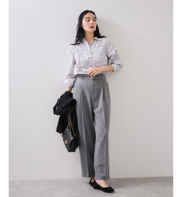 VIS「Hot Beautyベルテッドスリムストレートパンツ/イージーケア」|チノ|