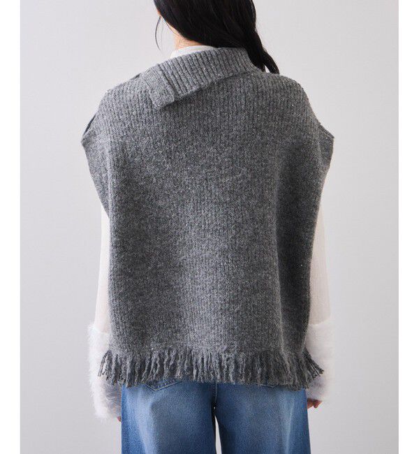 VIS「ボタンデザインポンチョベスト」|ベスト・ジレ|