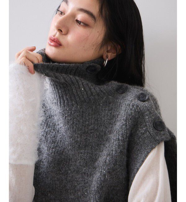 VIS「ボタンデザインポンチョベスト」|ベスト・ジレ|