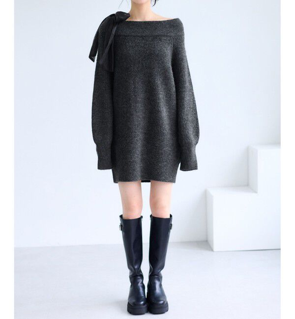 VIS「肩リボンミニ丈ニットワンピース/2WAY」|ワンピース|