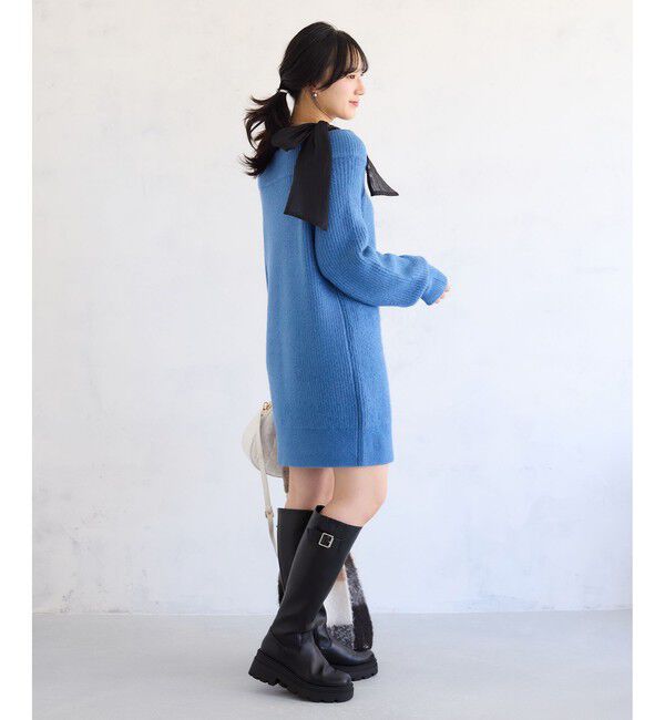 VIS「肩リボンミニ丈ニットワンピース/2WAY」|ワンピース|