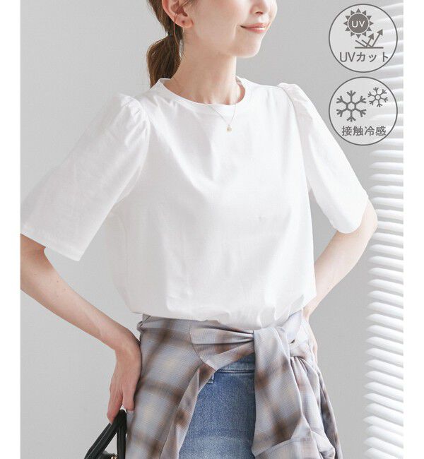 Rope&rsquo;Picnic「【UVカット・接触冷感】70シルケットパフスリーブトップス」|Tシャツ・カットソー|ホワイト(10)