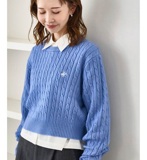 Rope&rsquo;Picnic「【BEVERLYHILLS POLO CLUB・WEB限定】ケーブル編みクロップドニットプルオーバー」|ニット・セーター|