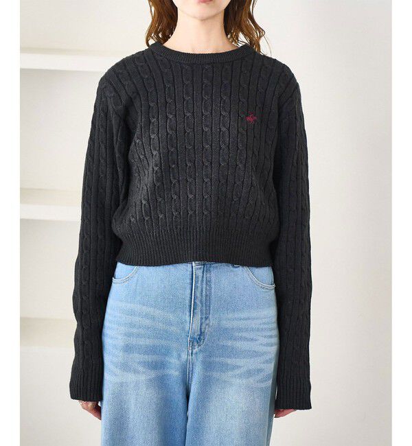 Rope&rsquo;Picnic「【BEVERLYHILLS POLO CLUB・WEB限定】ケーブル編みクロップドニットプルオーバー」|ニット・セーター|
