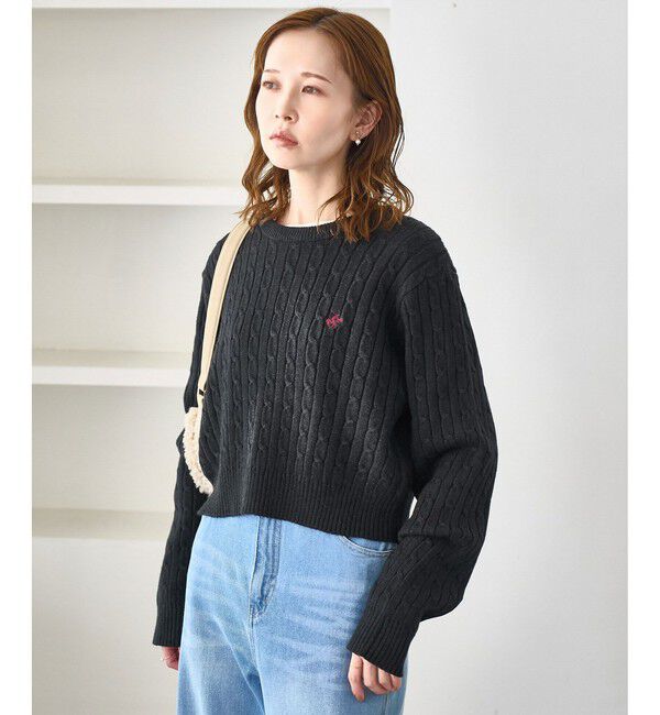 Rope&rsquo;Picnic「【BEVERLYHILLS POLO CLUB・WEB限定】ケーブル編みクロップドニットプルオーバー」|ニット・セーター|