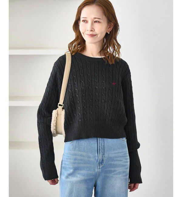 Rope&rsquo;Picnic「【BEVERLYHILLS POLO CLUB・WEB限定】ケーブル編みクロップドニットプルオーバー」|ニット・セーター|