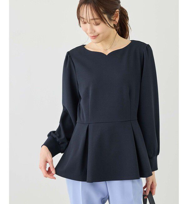 Rope&rsquo;Picnic「カットジョーゼットハートネックペプラムプルオーバー」|Tシャツ・カットソー|