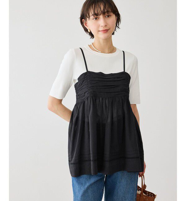 Rope&rsquo;Picnic「お着軽シャツシリーズ シアーレイヤードキャミソールブラウス/接触冷感・通気性」|シャツ・ブラウス|