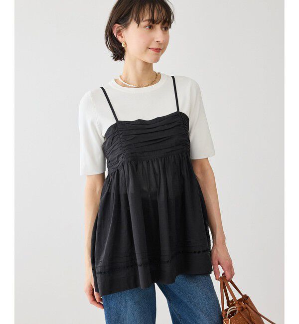 Rope&rsquo;Picnic「お着軽シャツシリーズ シアーレイヤードキャミソールブラウス/接触冷感・通気性」|シャツ・ブラウス|