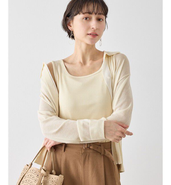 Rope&rsquo;Picnic「【2点セット】配色デザインカーディガン&インナーアンサンブル/イージーケア」|カーディガン|