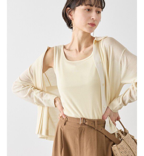 Rope&rsquo;Picnic「【2点セット】配色デザインカーディガン&インナーアンサンブル/イージーケア」|カーディガン|