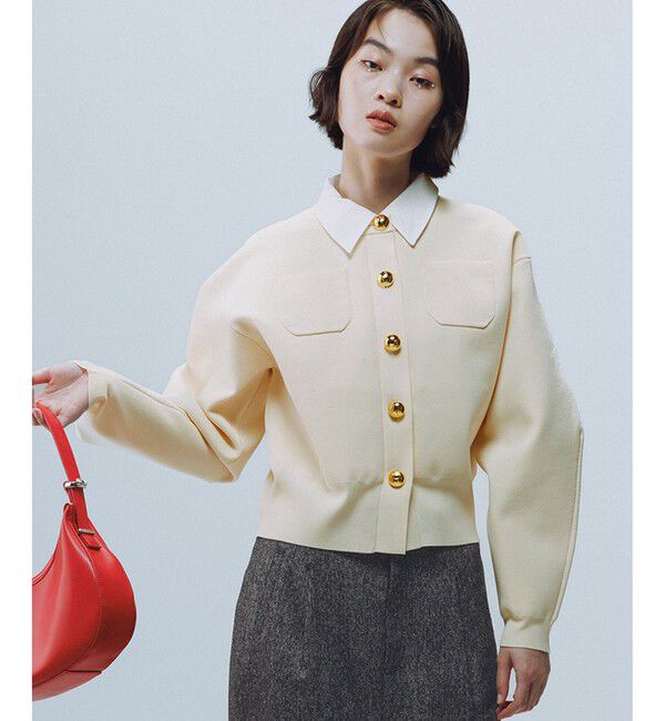 ADAM ET ROPE'「【WEB限定】・【サステナブル】カラー付きカーディガン」|カーディガン|オフホワイト(15)