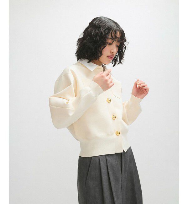 ADAM ET ROPE'「【WEB限定】・【サステナブル】カラー付きカーディガン」|カーディガン|