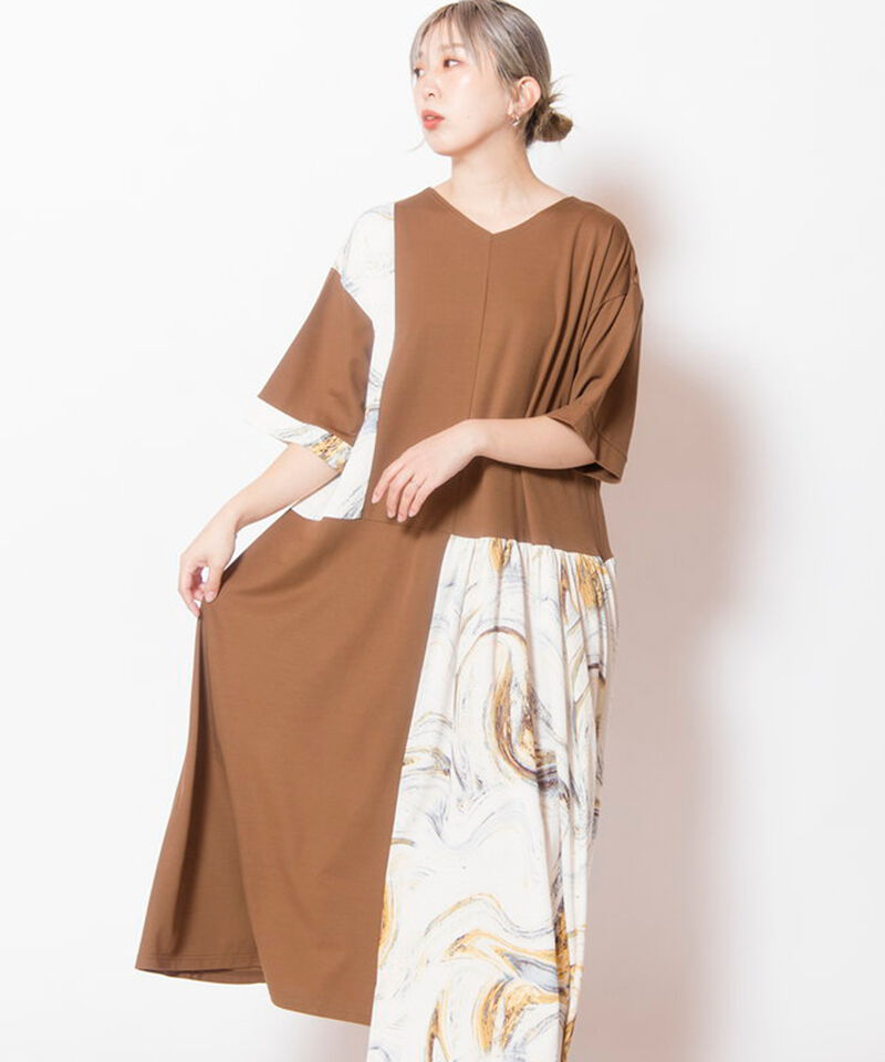  「2WAYプリント切替ワンピース」|ワンピース|BROWN KHAKI