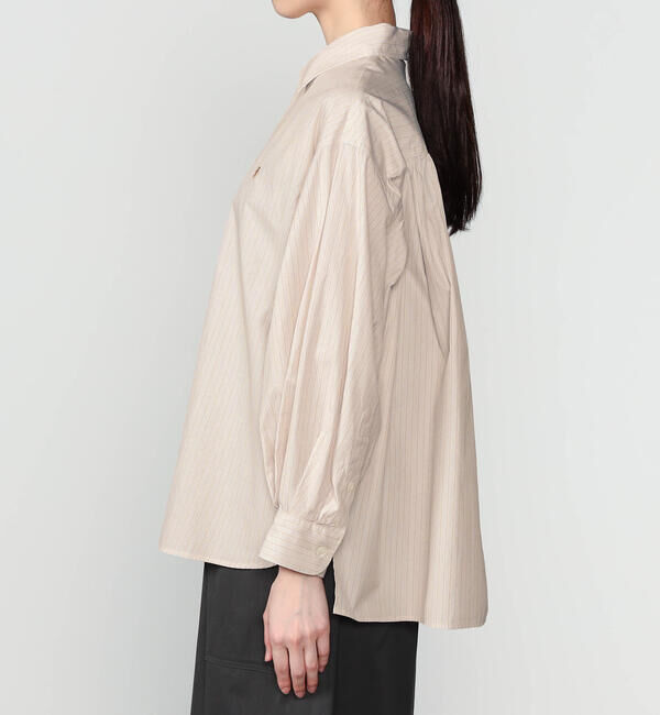 GYMPHLEX「Gymphlex | コットン マルチストライプ 長袖チュニックシャツ WOMEN」|シャツ・ブラウス|