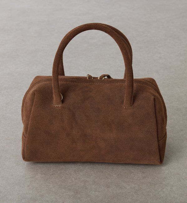  「【500mlペットボトル収納可/牛革】レザーチャームボストンバッグ/スエード」|ボストンバッグ|