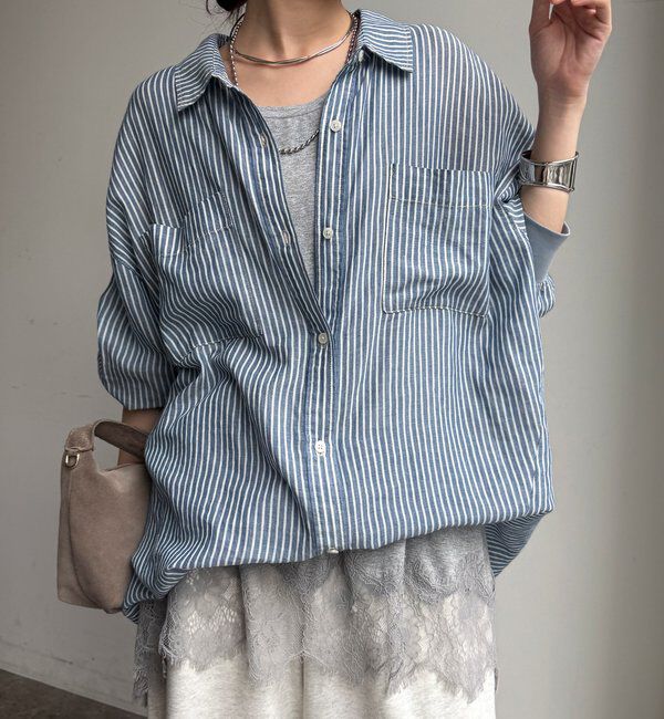  「袖リブシアーデニムシャツ」|シャツ・ブラウス|