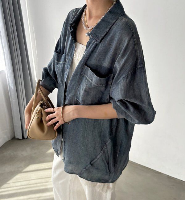  「袖リブシアーデニムシャツ」|シャツ・ブラウス|