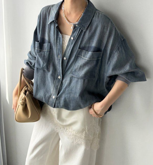  「袖リブシアーデニムシャツ」|シャツ・ブラウス|