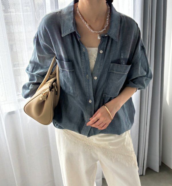  「袖リブシアーデニムシャツ」|シャツ・ブラウス|