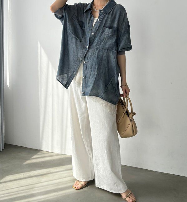  「袖リブシアーデニムシャツ」|シャツ・ブラウス|