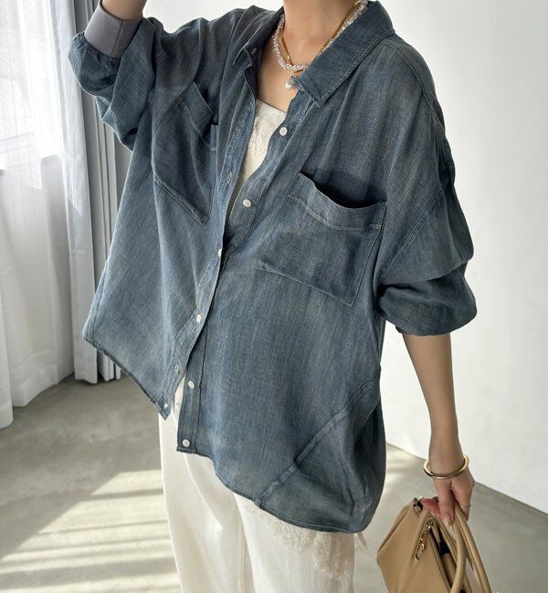  「袖リブシアーデニムシャツ」|シャツ・ブラウス|