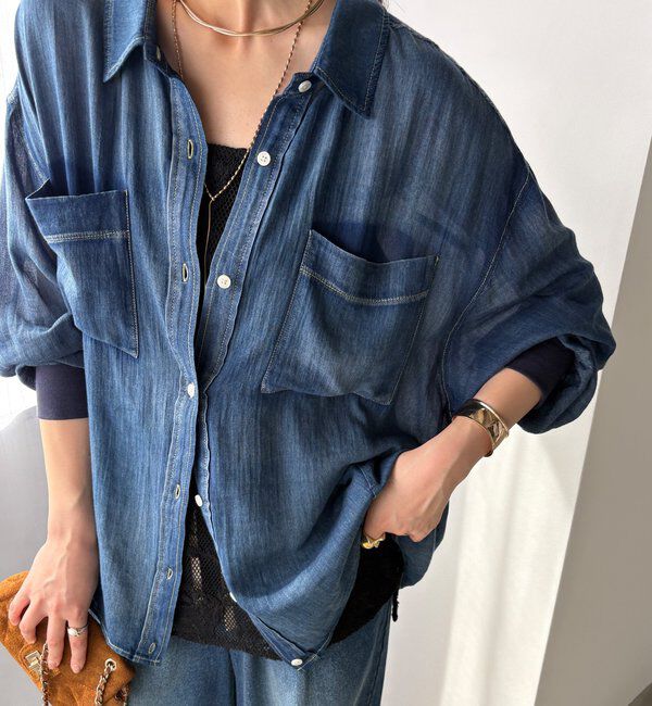  「袖リブシアーデニムシャツ」|シャツ・ブラウス|
