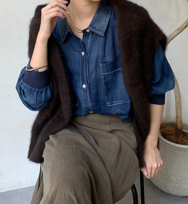  「袖リブシアーデニムシャツ」|シャツ・ブラウス|