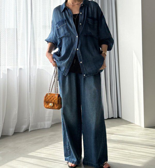  「袖リブシアーデニムシャツ」|シャツ・ブラウス|