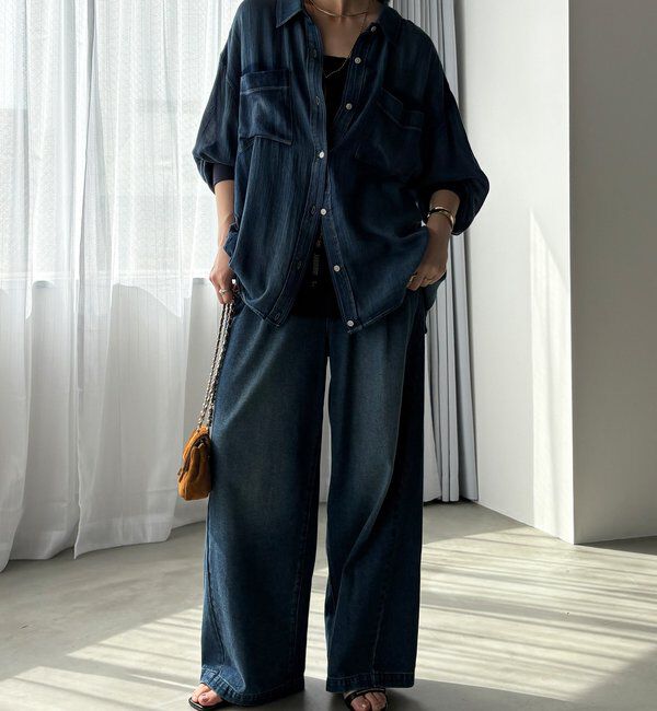  「袖リブシアーデニムシャツ」|シャツ・ブラウス|