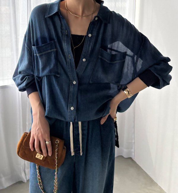  「袖リブシアーデニムシャツ」|シャツ・ブラウス|