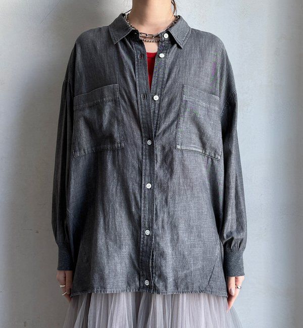 「袖リブシアーデニムシャツ」|シャツ・ブラウス|