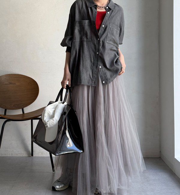  「袖リブシアーデニムシャツ」|シャツ・ブラウス|