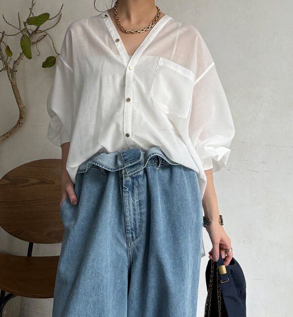  「GOLDボタンVVシャツ」|シャツ・ブラウス|