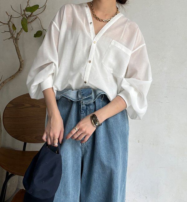  「GOLDボタンVVシャツ」|シャツ・ブラウス|