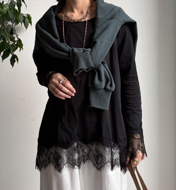  「ヘムレースロンTEE」|Tシャツ・カットソー|ブラック