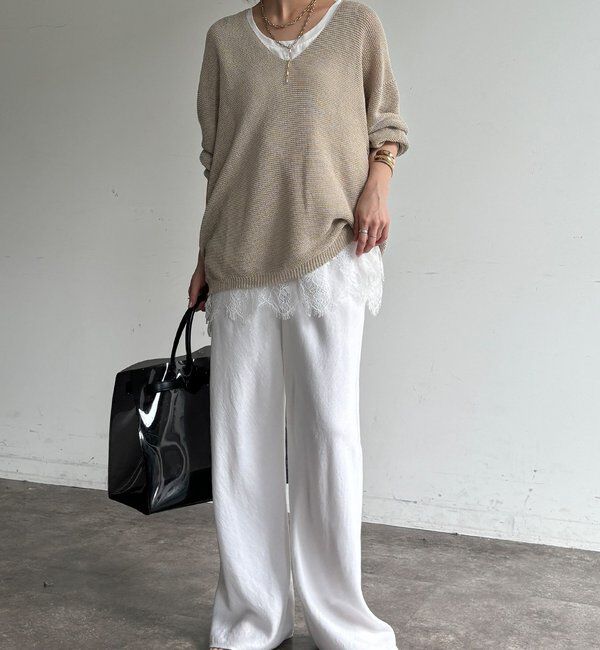  「【全骨格細見え！】リネンバイヤスパンツ」|チノ|